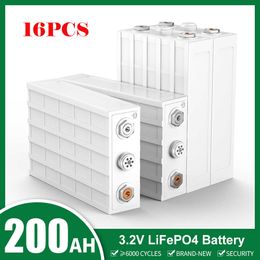 16Pcs 3.2V 200Ah LiFePo4 Cells LiFePo4 Battery for BMS PACK 12V 24V Solar Energy Storage Systems RV Electric Car EU US Tax Free