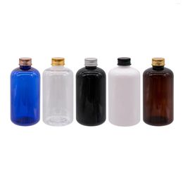 Storage Bottles 250ml X 24 Brown Transparent Blue Cosmetic Bottle With Gold Silver Black Aluminium Screw Cap Toner Container Oil Plastic