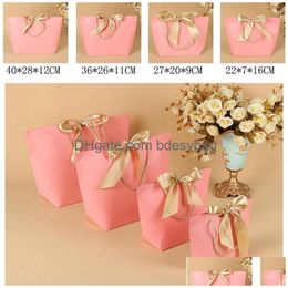 Packing Bags Fashion 5 Colors Paper Gift Bag Boutique Clothes Packaging Storage Package Shop For Present Wrap Drop Delivery Office S Dhlow