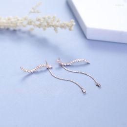 Dangle Earrings Female Han Edition Show Same S925 Pure Silver Necklace Long Ears Hanging Flower