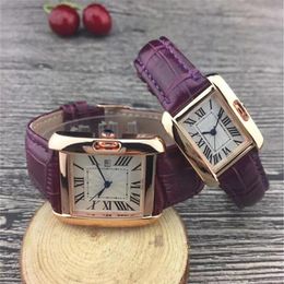 Leather Rectangle Fashion Mens Womens Casual Luxury Watch quartz White Lovers Silver Dial female Designer Couples Watches clean fr259I