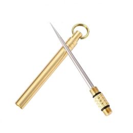 Titanium brass Outdoor Portable Keychain Toothpick Bottle Fruit Fork Camping Tool Toothpicks Tube keyring 4 inch