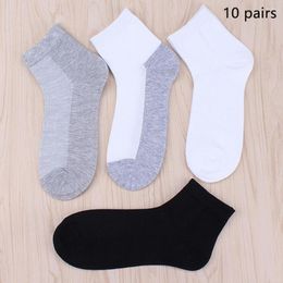 Men's Socks 10pairs Men Breathable Summer Comfortable Casual Sport Mid-calf Length Sock Cotton Blend Black White Grey