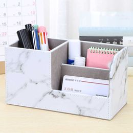 Marbling PU Leather Storage Box Container Case Remote Controls Holder Home Decoration Office Supplies Desktop Accessories