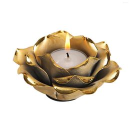 Candle Holders Flower Centerpiece Vintage Home Tea Light Holderalloy Lotus Candleholder Artwork Buddhist Candlestick Decor