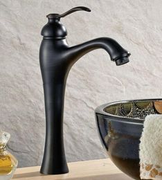 Bathroom Sink Faucets Black Oil Rubbed Bronze Single Lever Handle Hole Vessel Basin Faucet Mixer Water Tap Anf339