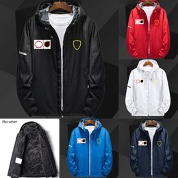 2023 F1 Jacket Formula 1 Team Racing Hoodie Autumn Winter Men's Thicken Plush Hoodies Windbreaker Motorsport Windproof Zipper Jackets