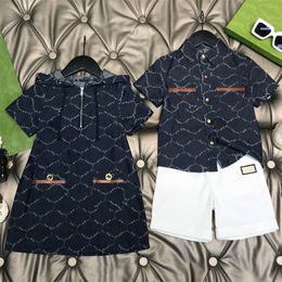 Bebek Çocuk Giyim Tasarımcısı Erkek Ekose Gömlek Kız Kontrol Kapşonlu Elbise Moda Giyim Suits Çocuk Yaz Kısa Kollu Suit ayarlar