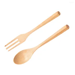 Christmas Decorations 2pcs/Set Wooden And Fork Children Flatware Set Wood Cutlery Suit Tableware For Home Restaurant