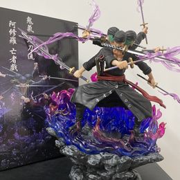 Novelty Games 39cm One Piece Roronoa Zoro Anime Figure Gk Three Heads And Six Arms Nine Knives Flow Ashura Pvc Action Figurine Model Toys Do highest version.