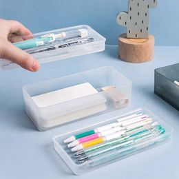 pp plastic stationery box simple transparent frosted student office storage pencil case
