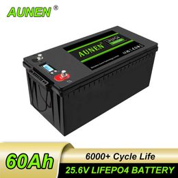 AUNEN 24V 60Ah Lithium Ion Lifepo4 Battery With 50A BMS for 25.6V 50Ah Inverter Solar Panel Scooter Backup Power Boat Light