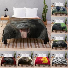 Blankets Gorilla Throw Blanket Muscular Animal King Kong Decorative Soft Warm Cozy Flannel Plush Throws For Bedding Sofa Couch