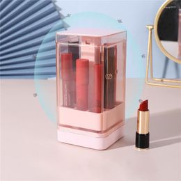 Storage Boxes Top Finishing Plastic Lipstick Box Makeup Organisers Case With Clear Dust-proof Tape Cover