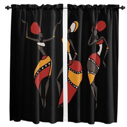 Curtain Dancer African Girl Tribal Culture Window Curtains For Bedroom Home Decor Living Room Backdrop Kitchen Drapes