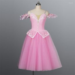 Stage Wear Professional Women Girls Performance Pink Long Romantic Ballet Tutu