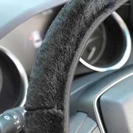 Steering Wheel Covers Warm Long Wool Plush Durable Car Cover Protective Comfortable Anti-Slip For 36-39CM Styling Steering-Wheel