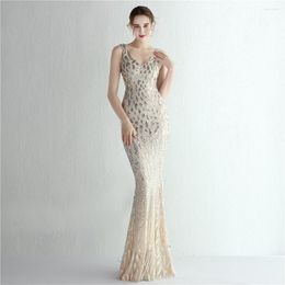 Casual Dresses Partysix 2022 Women One Shoulder Deep V Neck Sequin Dress Long Prom Evening Sexy Party Maxi