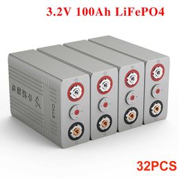 32PCS 100ah Lifepo4 Battery Rechargeable Lithium Iron Phosphate 12v 24v 48v Lifepo4 Cells Solar Battery For RV Yacht Boat Car