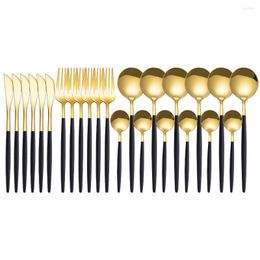 Dinnerware Sets 24Pcs 304 Stainless Steel Cutlery Set Gold Fork Spoon Knife Dinner The Forks Spoons Knifes Tableware