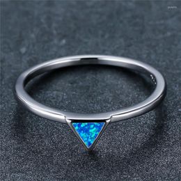 Cluster Rings Trendy Gold Silver Colour Wedding Ring White Blue Opal Engagement Thin Minimalist Triangle Small Stone For Women Part204v