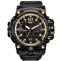 SMAEL 1545 Brand Men Sports Watches Dual Display Analog Digital LED Electronic Quartz Wristwatches Waterproof Swimming Military Wa192i