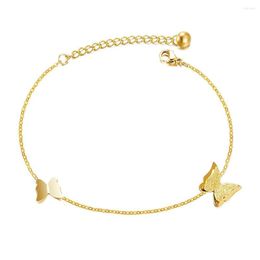 Anklets Fashion Butterfly Ankle Bracelet Adjustable Foot Jewelry Delicate Thin Stainless Steel Anklet For Women
