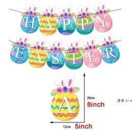 Easter Party Decor Flags Colourful Happy Easter Letter Bunting DIY Hanging Flag Easters Eggs Home Decorations Parties Supplies ss1223