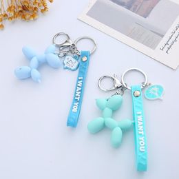 Keychains Creative Korean Cute Balloon Puppy Keychain For Women Sweet Colourful Fashion Bag Car Key Jewellery Pendant Gift Whole223B