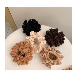 Hair Rubber Bands Autumn And Winter Female Plush Fold Tied High Elasticity Simple Versatile Towel Band Not Hurt Headdress Drop Deliv Dhc8L