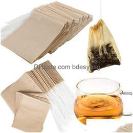 Coffee Tea Tools 100Pcs/Lot Philtre Bag Disposable Unbleached Papers Empty Paper Strainers For Loose Leaf Drop Delivery Home Garden Dhlps