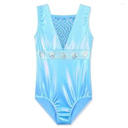 Stage Wear BAOHULU 4-12 Years Girls Ballet Leotard Sequin Sleeveless Gymnastics Child Dancing Cloth Costumes Athletic Acrobatics For