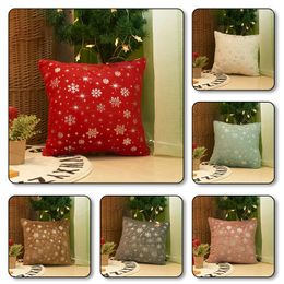 Pillow Christmas Snowflake Cover Decorative White Grey Pillowcase 45x45cm Xmas Gift Sofa Plush Pillows Covers