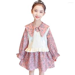 Clothing Sets Kids Clothes Girls Floral Pattern Girl Vest Dress Teenage For Spring Autumn Children's Costume