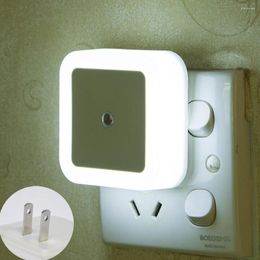 Night Lights Brand LED Light Square Control Induction Plug-in Wall Nights Lamp For Bedroom Corridor Bathroom 110V 220V