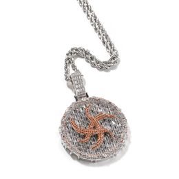 Hip Hop Round Pendant Necklace Full Bling Zircon 18k Real Gold Plated Mens Jewellery