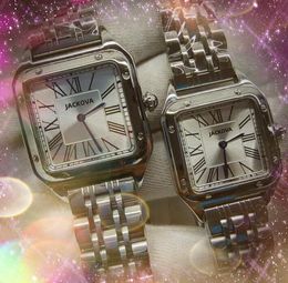 couple women quartz men time clock watches auto date simple roman square dial designer watch stainless steel two pins boutique business wristwatch Relojes hombre