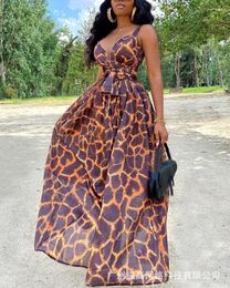 Casual Dresses Donsignet Women Dress 2022 Summer Leopard Sexy Fashion Sundresses Maxi For Vestido Feminino