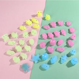 50pcs/lot Glow Mochi Squishy Toys Squeeze Cute Antistress Squish Soft Mini Animals Luminous in the Dark Kids Toys for Children 1241