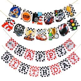 Party Decoration Racing Car Happy Birthday Banners Paper Bunting Garland Theme Decorations Kids Favors Baby Shower Supplies
