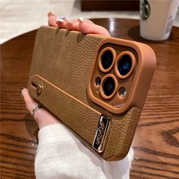 Luxury Wrist Strap Holder Leather Texture Cases For iPhone 11 12 13 14 Pro Max XS X XR 8 7 Plus SE Soft Silicone Shockproof Cover