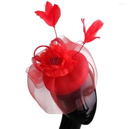 Headpieces Party Women Fascinator Hats Linen Wedding Lady Feather Flower Headwear Pillbox Hat Bride Elegant Hair Accessories Headbands