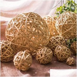 Decorative Flowers Wreaths 1 Piece 10/15/20/25 Cm Wicker Hollow Rattan Ball Diy Birthday Party Wedding Arrangement Home Decor Acce Dhjhs