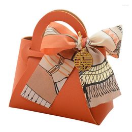 Gift Wrap 1pc Wedding Candy Box Creative Leather Handbag-shaped Packaging With Bow Tie For Birthday Party Bag