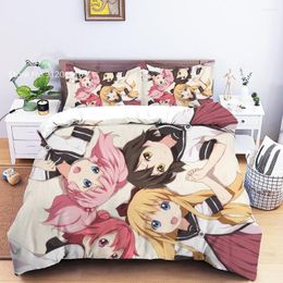 Bedding Sets Yuru Yuri Art Set 3D Print Kawaii Anime Girls Duvet Cover Home Textile Bed Quilt Single Twin Double King Bedspread