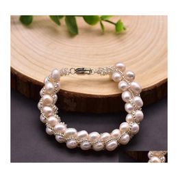Beaded Strand Natural Freshwater White Pearl Temperament Bracelet For Women Engagement Gifts Charm Korean Luxury Fine Jewellery Handma Dheya
