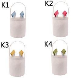 Personalised Easter Bunny Bag Festive Sublimation Rabbit Basket Long Ear Decor Candy Toy Bucket Outdoor Portable Picnic Handbag bb1223