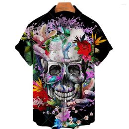 Men's Casual Shirts 2022 Men's Clothing 3d Skull Print Short Sleeve Loose Cool Hawaiian Shirt Summer Party Top Beach 5xl