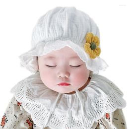 Hair Accessories Spring Autumn Outdoor Baby Girls Hat Cotton Flower Sun Panama For Kids Caps Princess Born Toddler Bucket Hats