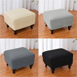 Chair Covers Polar Fleece Big Size Foot Rest Cover Durable Stretch Spandex Ottoman Solid Color Footstool Slipcover For Living Room Home